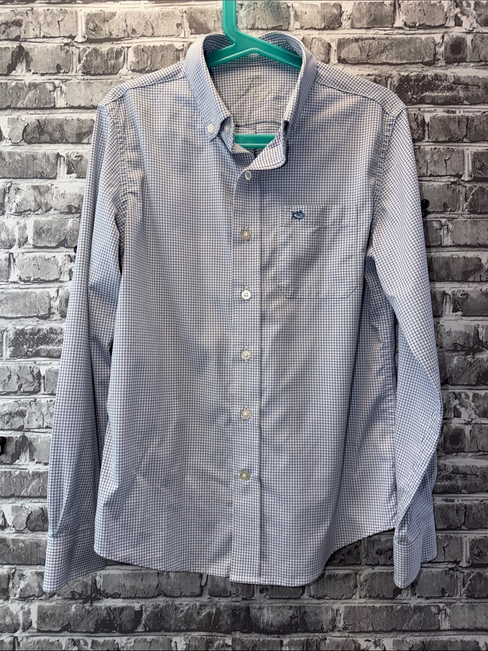 Boy's Southern Tide Blue Check Button-Down Shirt